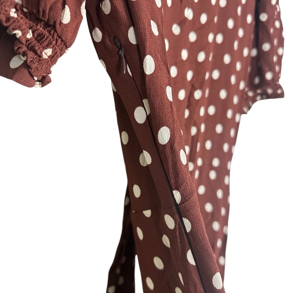 Reformation Reeds Au Lait Brown Polka Dot Midi Dress - Picture 7 of 9